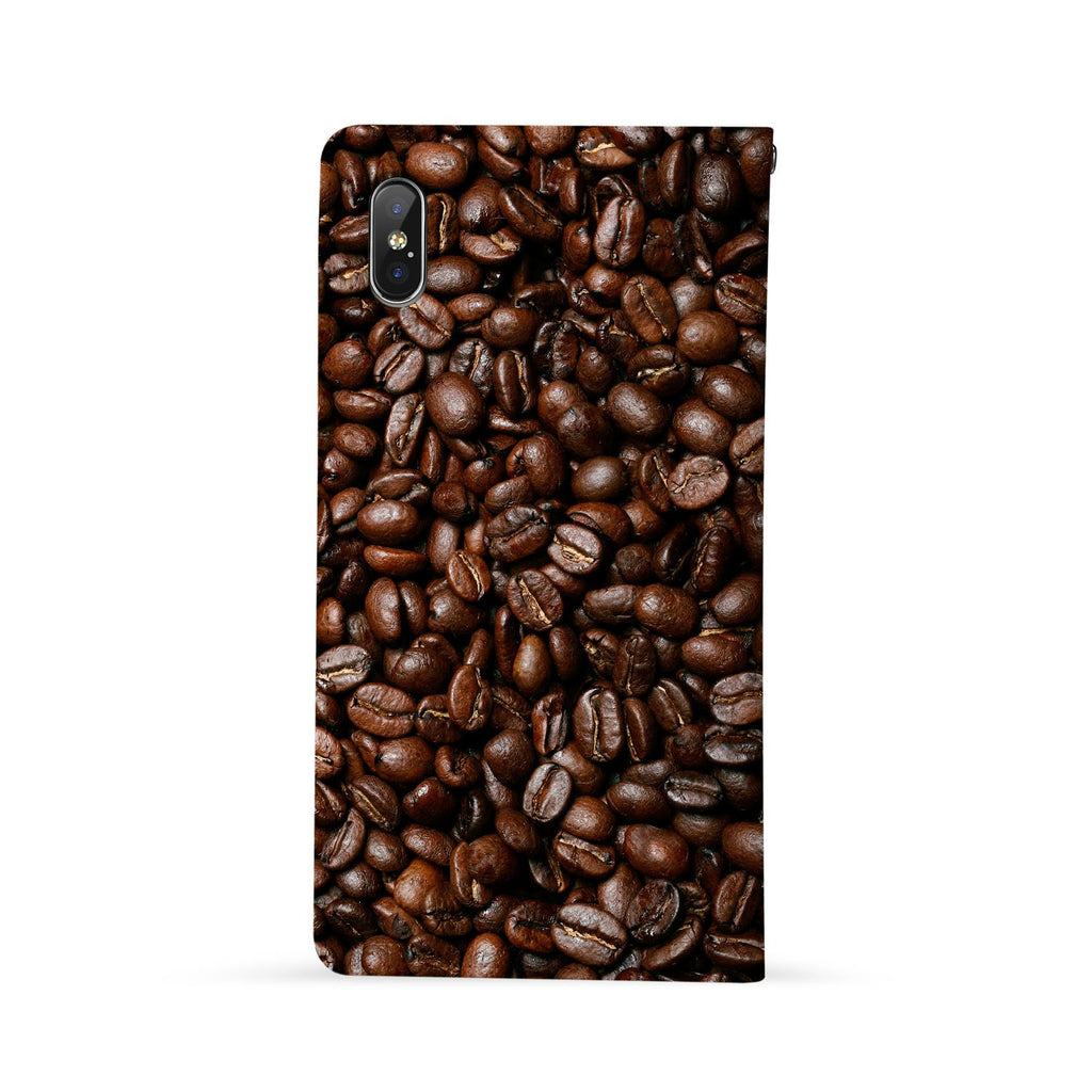 Back Side of Personalized Huawei Wallet Case with Coffee design - swap