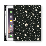 frontview of personalized iPad folio case with Space design