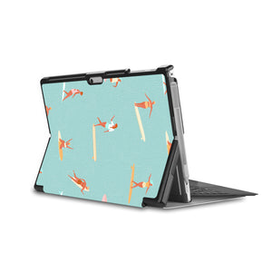 the back side of Personalized Microsoft Surface Pro and Go Case in Movie Stand View with Summer design - swap