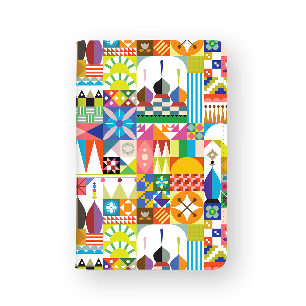 front view of personalized RFID blocking passport travel wallet with Whimsy Patterns design