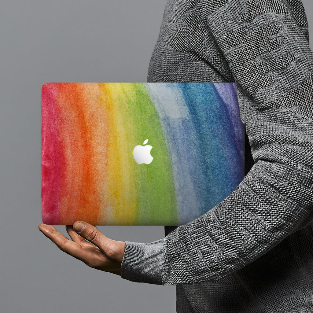 hardshell case with Rainbow design combines a sleek hardshell design with vibrant colors for stylish protection against scratches, dents, and bumps for your Macbook