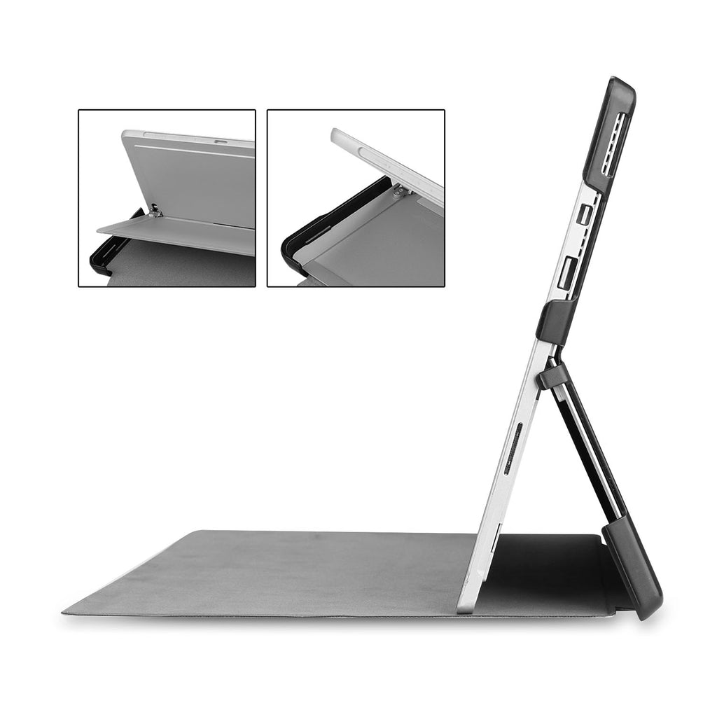 Full port acess of Personalized Microsoft Surface Pro and Go Case in Movice Stand View with Dog design