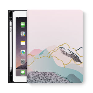 frontview of personalized iPad folio case with Marble Art design
