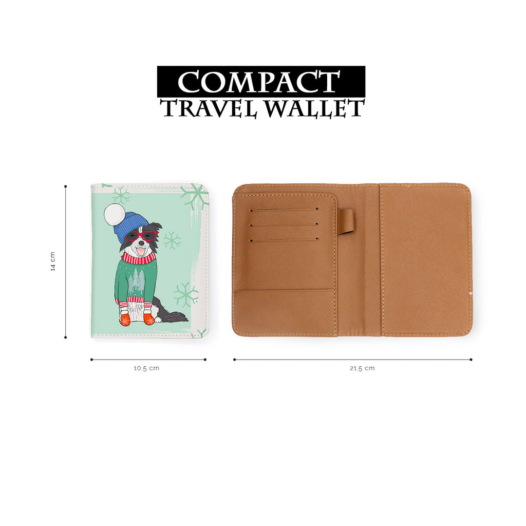 compact size of personalized RFID blocking passport travel wallet with Furry Christmas design
