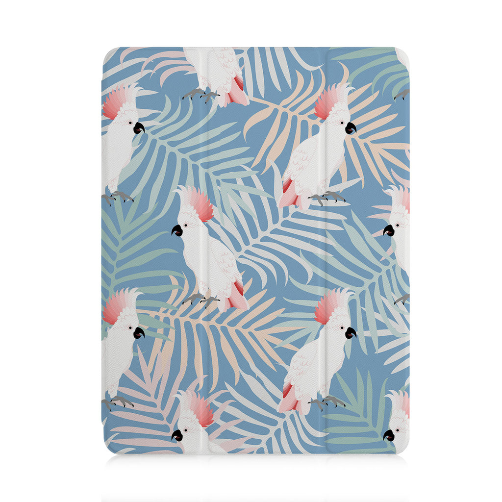 front and back view of personalized iPad case with pencil holder and Bird design