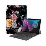 the Hero Image of Personalized Microsoft Surface Pro and Go Case with Black Flower design