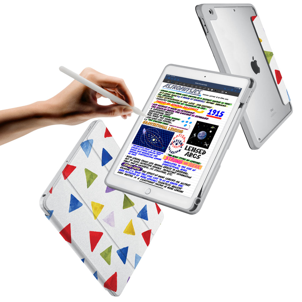 Vista Case iPad Premium Case with Geometry Pattern Design has trifold folio style designed for best tablet protection with the Magnetic flap to keep the folio closed.