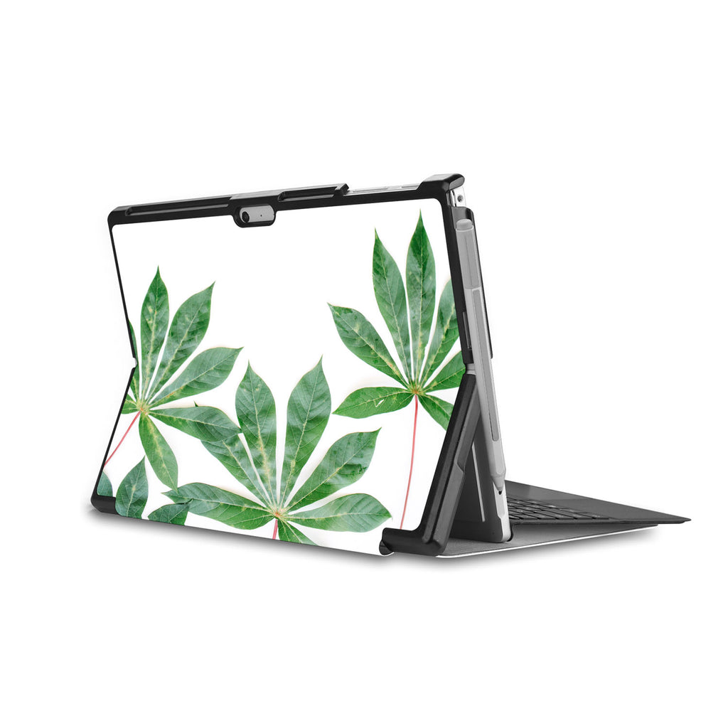 the back side of Personalized Microsoft Surface Pro and Go Case in Movie Stand View with Flat Flower design - swap