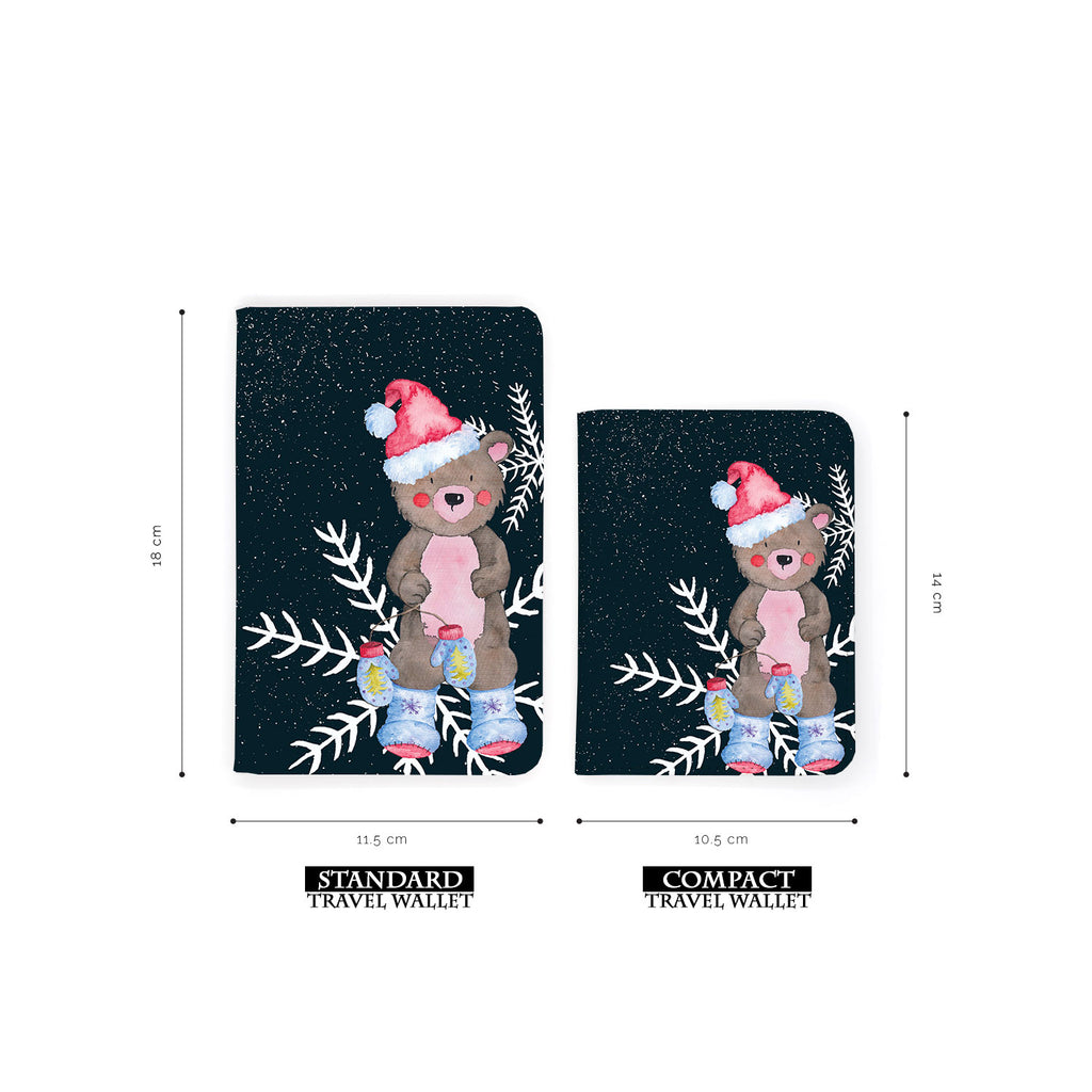 comparison of two sizes of personalized RFID blocking passport travel wallet with Cute Christmas design