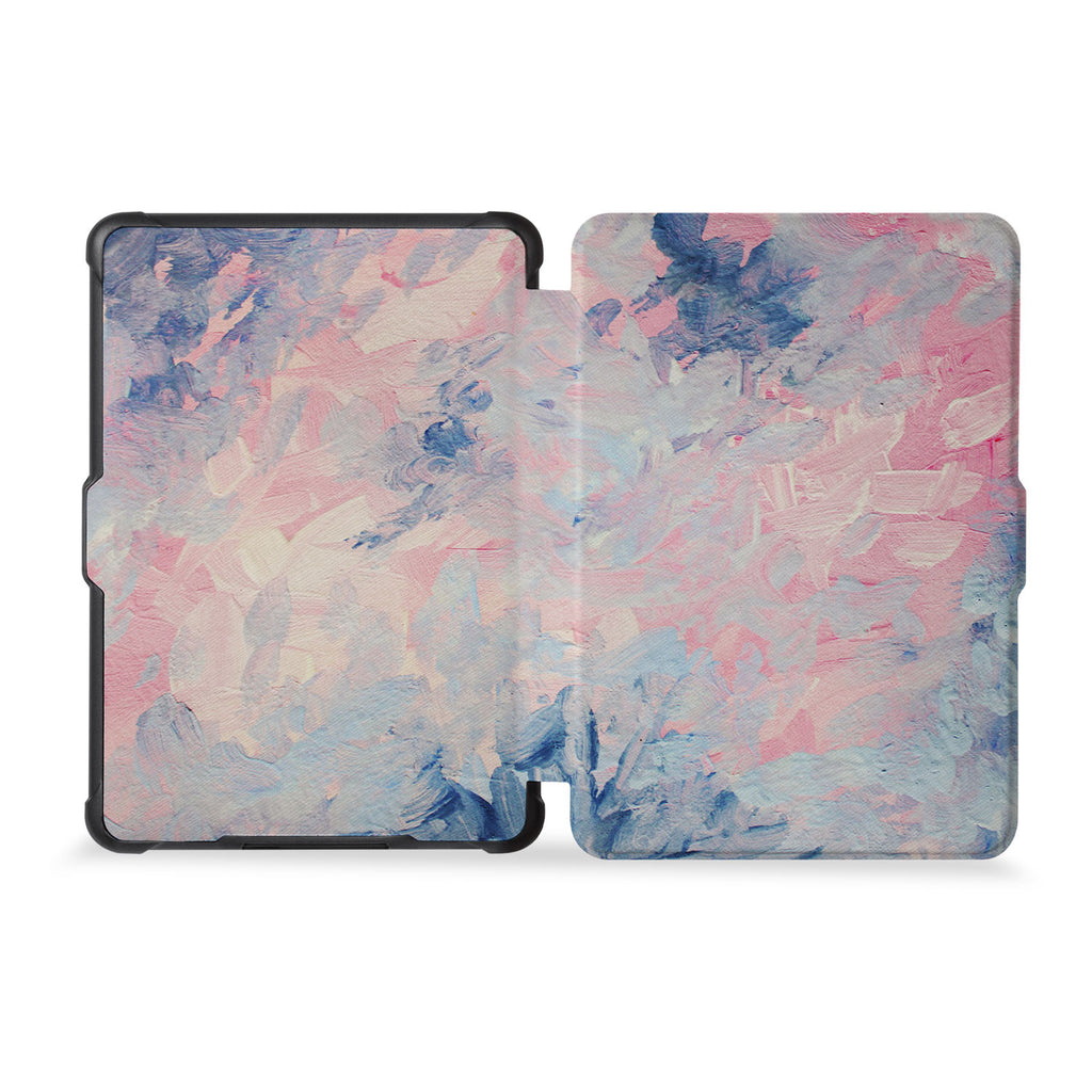 the whole front and back view of personalized kindle case paperwhite case with Oil Painting Abstract design