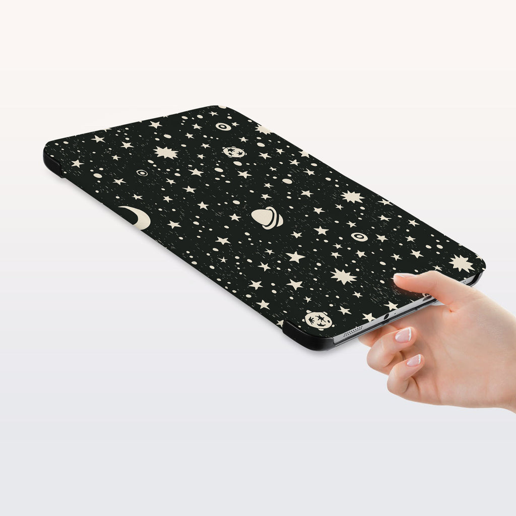 a hand is holding the Personalized Samsung Galaxy Tab Case with Space design