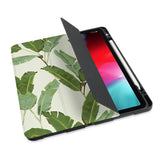 personalized iPad case with pencil holder and Green Leaves design - swap