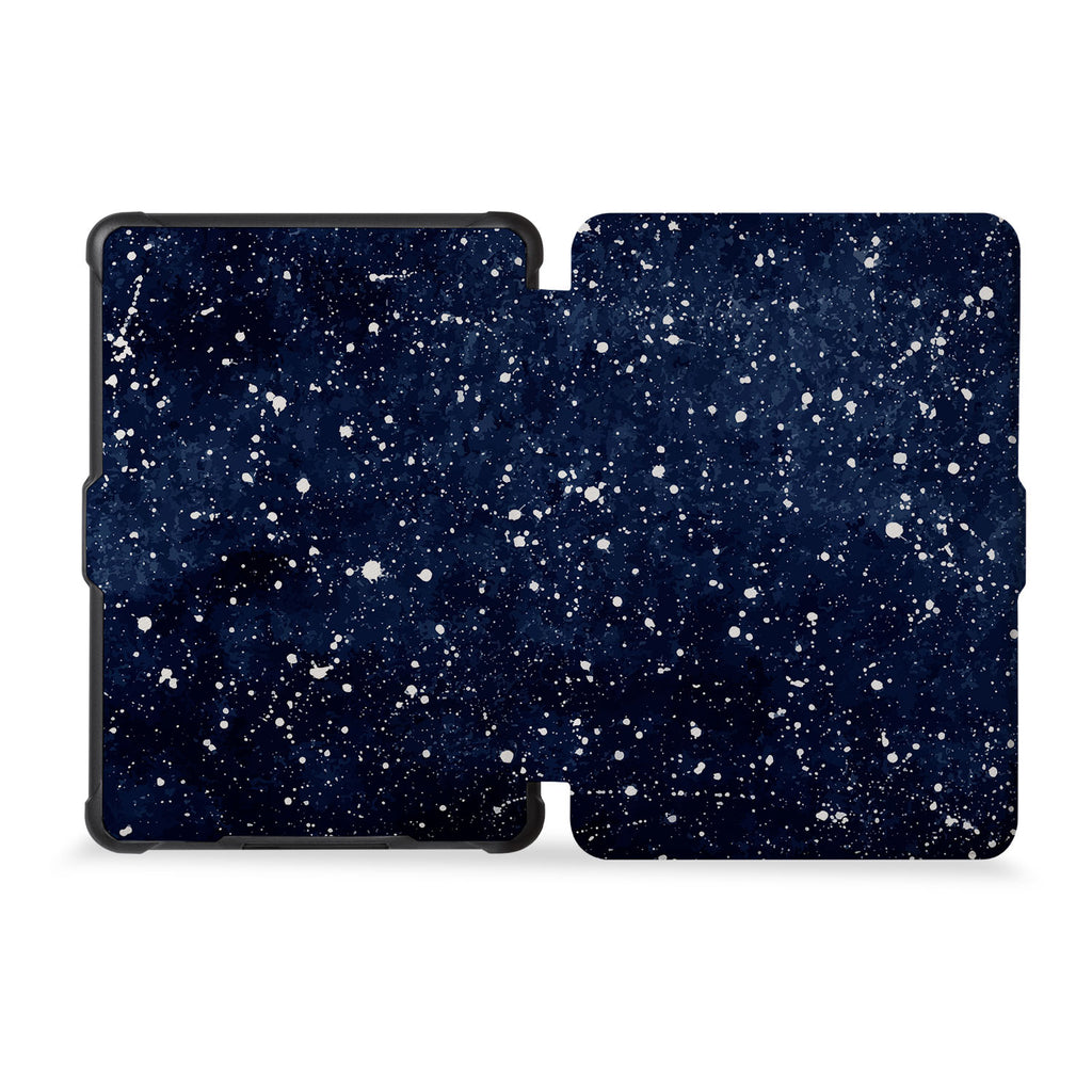 the whole front and back view of personalized kindle case paperwhite case with Galaxy Universe design