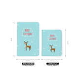 comparison of two sizes of personalized RFID blocking passport travel wallet with Christmas design