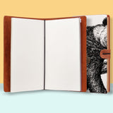 the front top view of midori style traveler's notebook with Cute Animal design