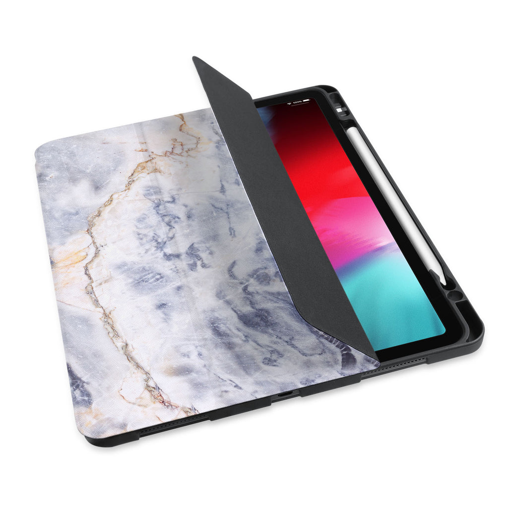 personalized iPad case with pencil holder and Marble design - swap