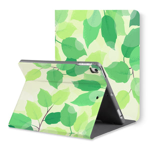 The back view of personalized iPad folio case with Leaves design - swap