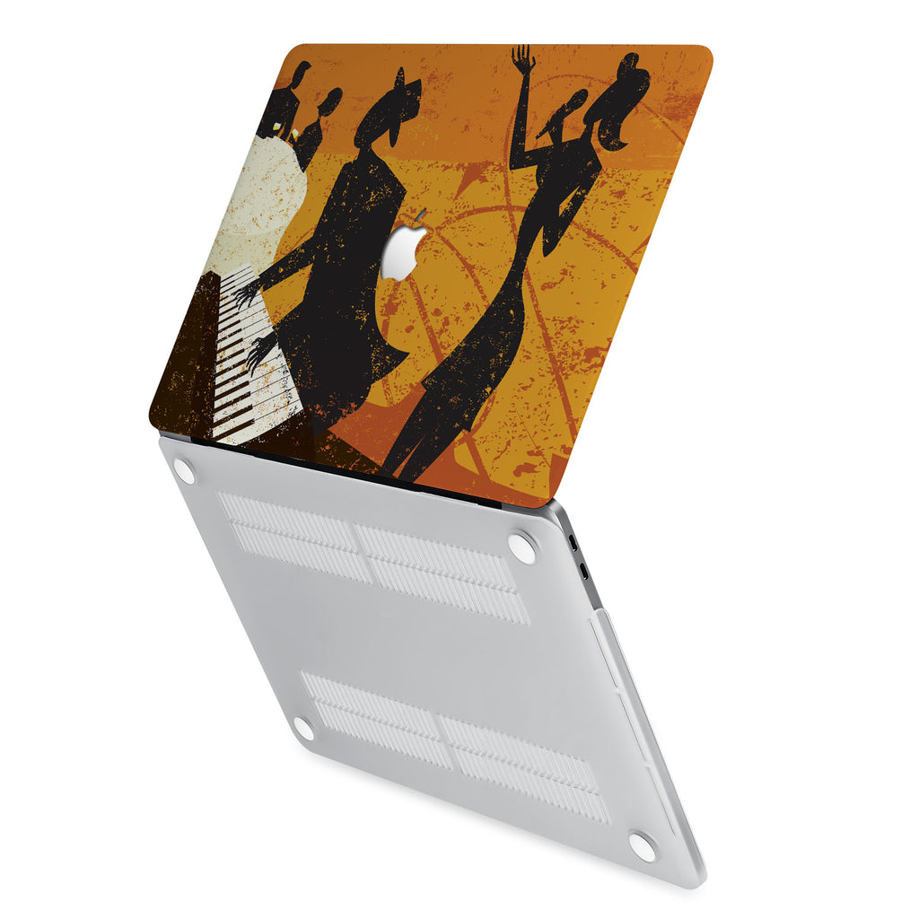 hardshell case with Music design has rubberized feet that keeps your MacBook from sliding on smooth surfaces